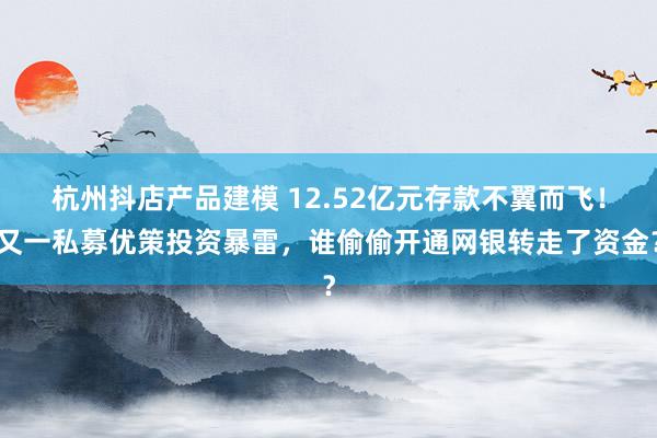 杭州抖店产品建模 12.52亿元存款不翼而飞！又一私募优策投资暴雷，谁偷偷开通网银转走了资金？