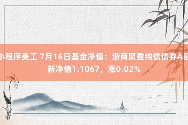 小程序美工 7月16日基金净值：浙商聚盈纯债债券A最新净值1.1067，涨0.02%