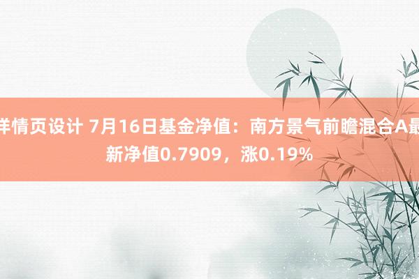 详情页设计 7月16日基金净值：南方景气前瞻混合A最新净值0.7909，涨0.19%